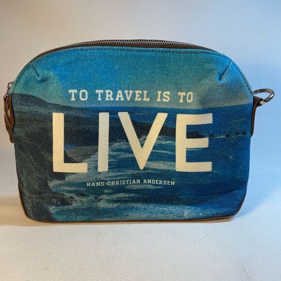 To travel is to live travel literary quote bag ocean scene pouch two's company - Picture 1 of 9